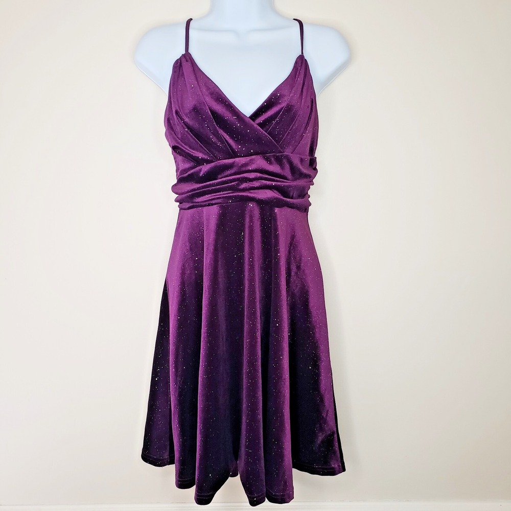 Y2K Style Velvet Babydoll Dress Sz M Silver Sparkle‎ Celestial Whimsigoth